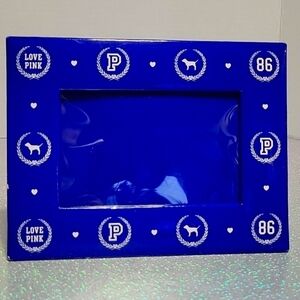 HTF PINK Vintage Blue Crest Monogram Picture Frame Display Prop Decor